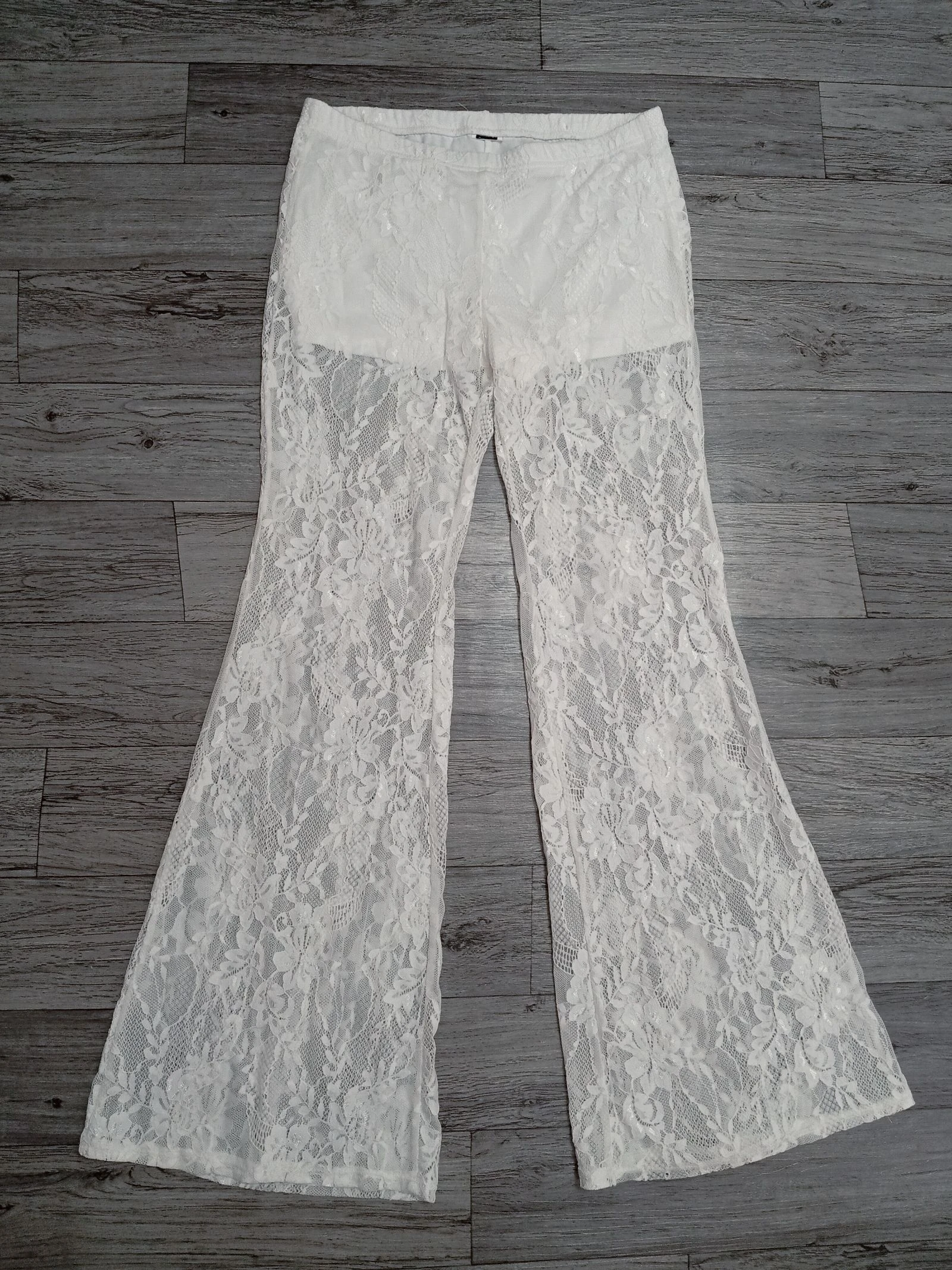 Flare-leggings met bloemenkant wit Boho Romantique Vintage S – photo 2